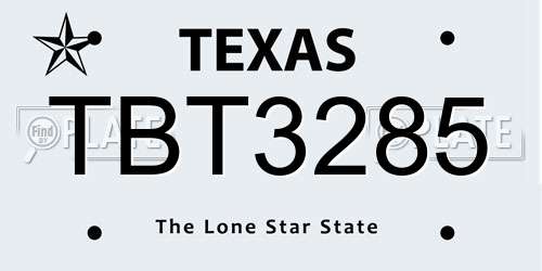 TBT3285 Texas License Plate