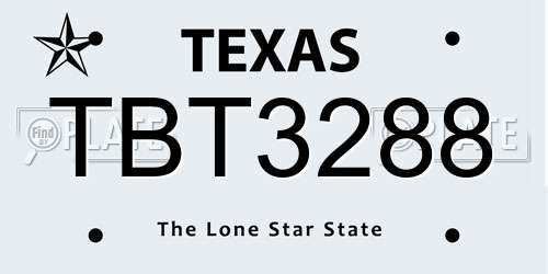 TBT3288 Texas License Plate