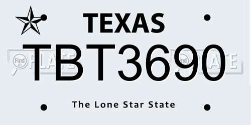 TBT3690 Texas License Plate