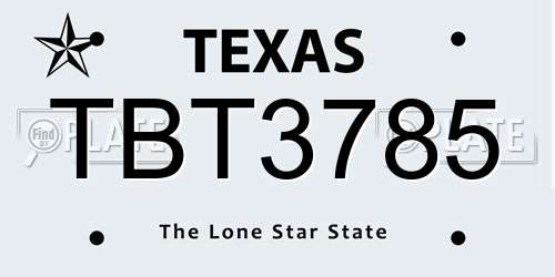TBT3785 Texas License Plate