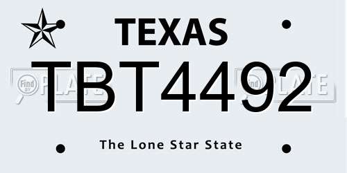 TBT4492 Texas License Plate