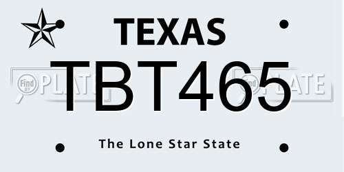 TBT465 Texas License Plate