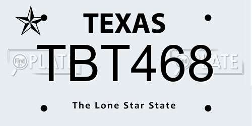 TBT468 Texas License Plate