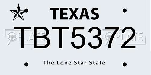 TBT5372 Texas License Plate
