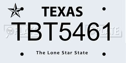 TBT5461 Texas License Plate