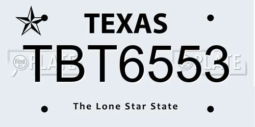 TBT6553 Texas License Plate