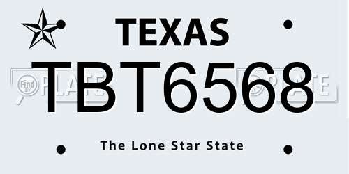 TBT6568 Texas License Plate