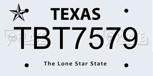 TBT7579 Texas License Plate