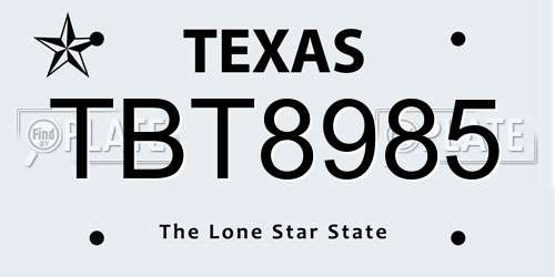 TBT8985 Texas License Plate
