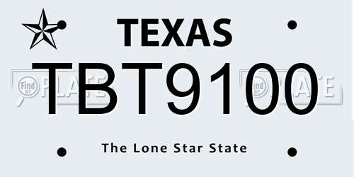 TBT9100 Texas License Plate