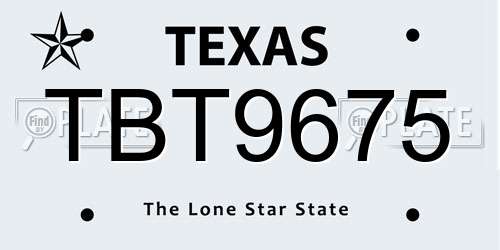 TBT9675 Texas License Plate