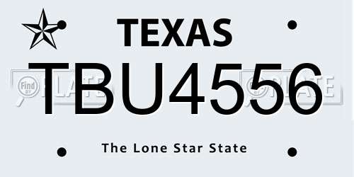 TBU4556 Texas License Plate