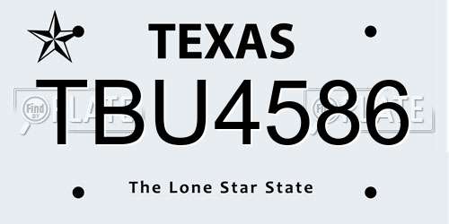 TBU4586 Texas License Plate
