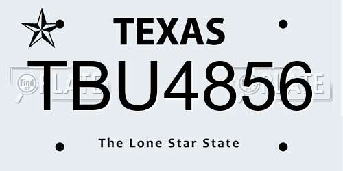 TBU4856 Texas License Plate