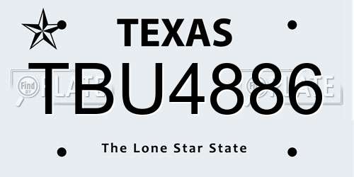 TBU4886 Texas License Plate