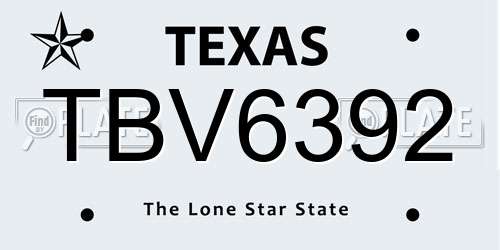 TBV6392 Texas License Plate