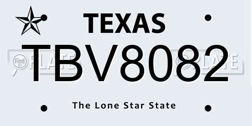 TBV8082 Texas License Plate