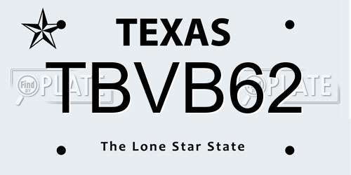 TBVB62 Texas License Plate