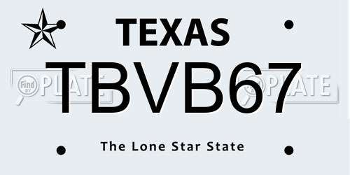 TBVB67 Texas License Plate