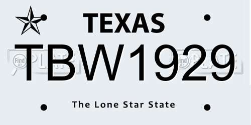 TBW1929 Texas License Plate
