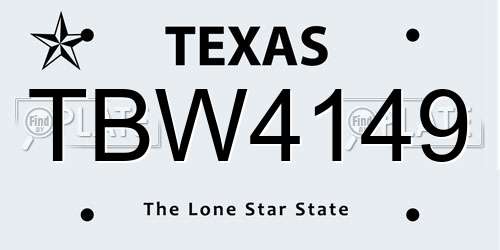 TBW4149 Texas License Plate