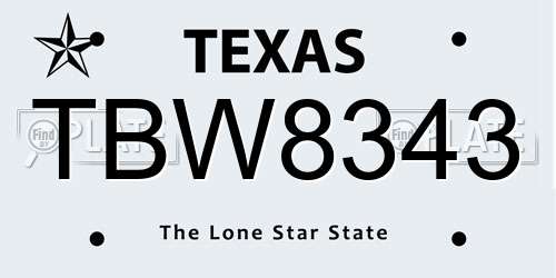 TBW8343 Texas License Plate