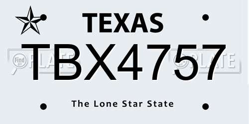 TBX4757 Texas License Plate