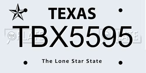TBX5595 Texas License Plate