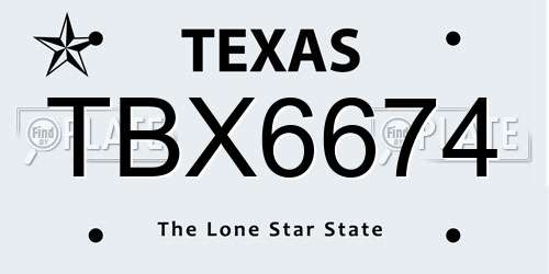 TBX6674 Texas License Plate