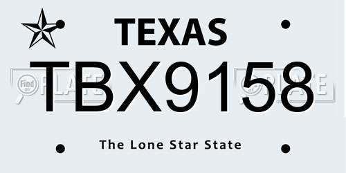 TBX9158 Texas License Plate