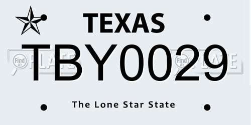 TBY0029 Texas License Plate