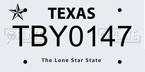 TBY0147 Texas License Plate