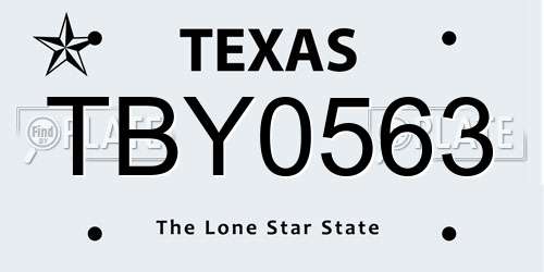 TBY0563 Texas License Plate