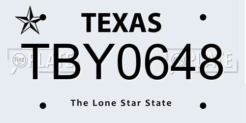 TBY0648 Texas License Plate