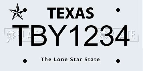 TBY1234 Texas License Plate