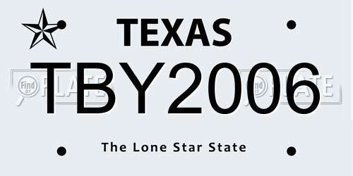 TBY2006 Texas License Plate
