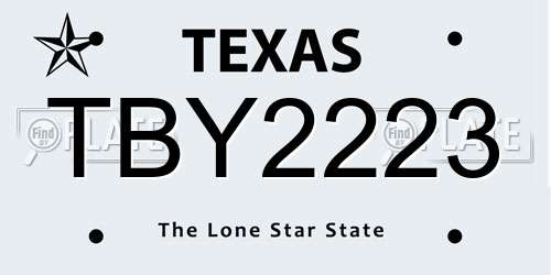 TBY2223 Texas License Plate