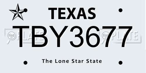TBY3677 Texas License Plate