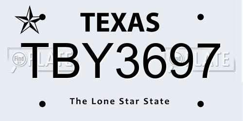 TBY3697 Texas License Plate