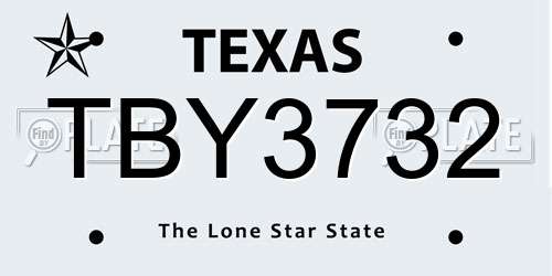 TBY3732 Texas License Plate