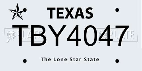 TBY4047 Texas License Plate