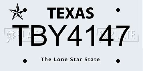 TBY4147 Texas License Plate