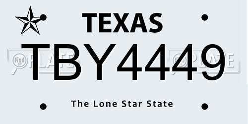 TBY4449 Texas License Plate