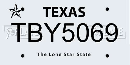 TBY5069 Texas License Plate