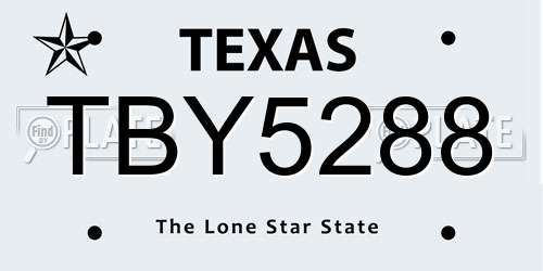 TBY5288 Texas License Plate