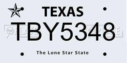 TBY5348 Texas License Plate