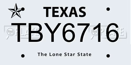 TBY6716 Texas License Plate