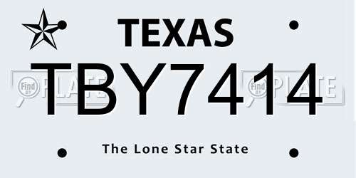 TBY7414 Texas License Plate