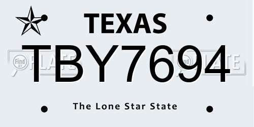 TBY7694 Texas License Plate