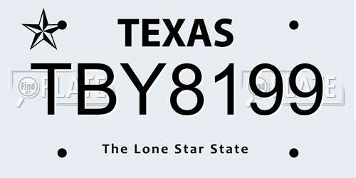 TBY8199 Texas License Plate